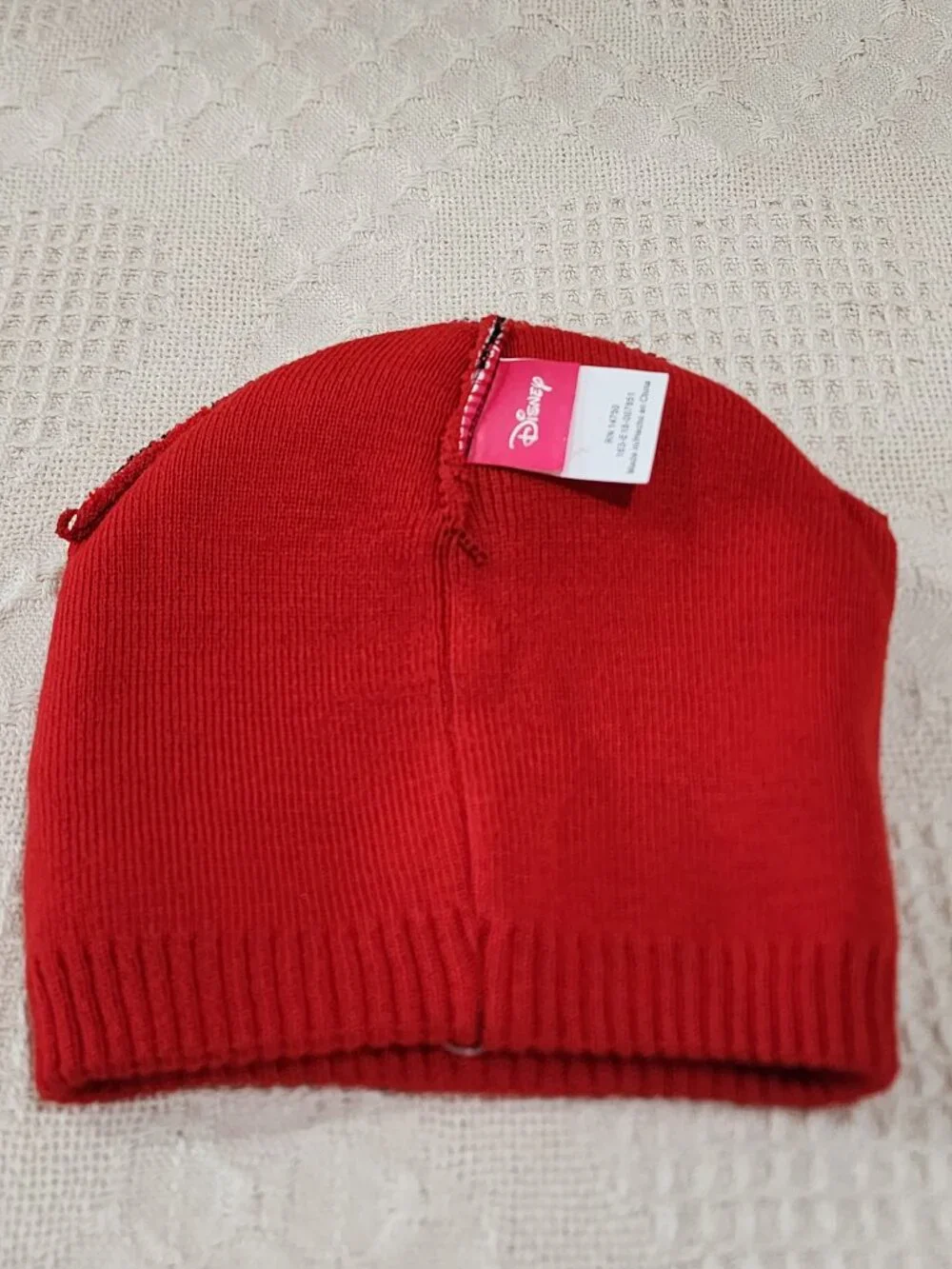 Girls Minnie Mouse Beanie Hat Embroidered Polka Dots Red Black White Bow Disney